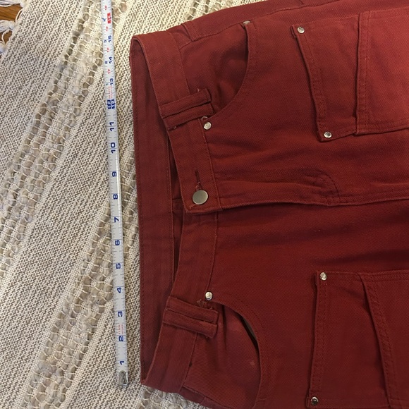 Red Wide-Leg Jeans - Picture 3 of 4